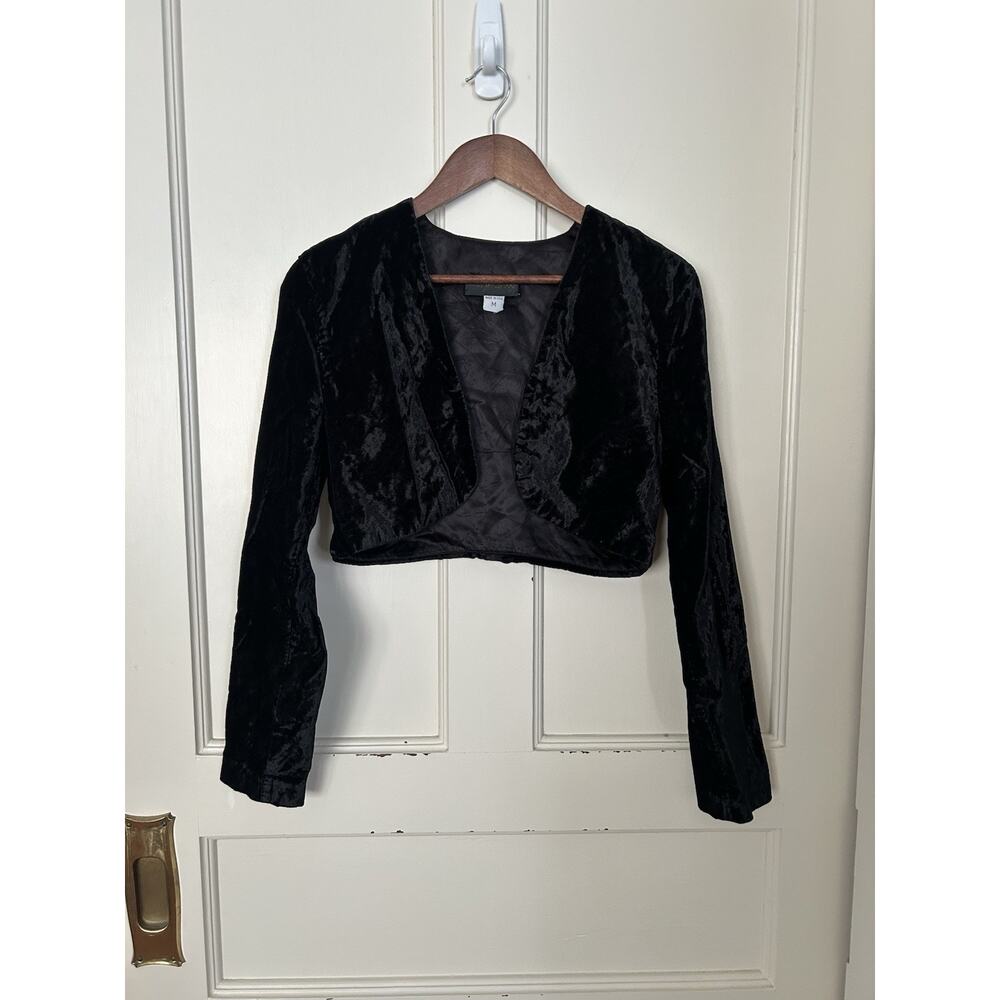 Vintage Scott McClintock Crushed Velvet Bolero Jacket Womens Size Medium Black